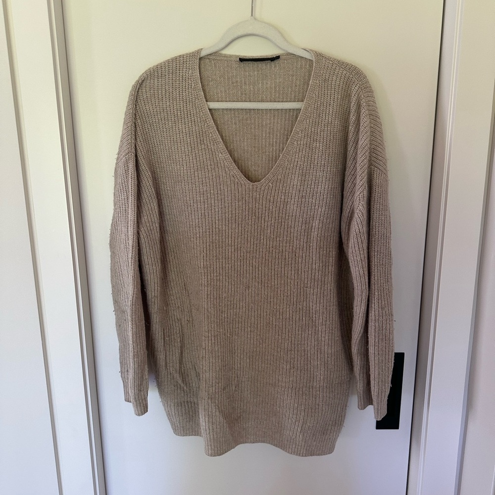 Jenni Kayne Beige Cashmere V-Neck Sweater